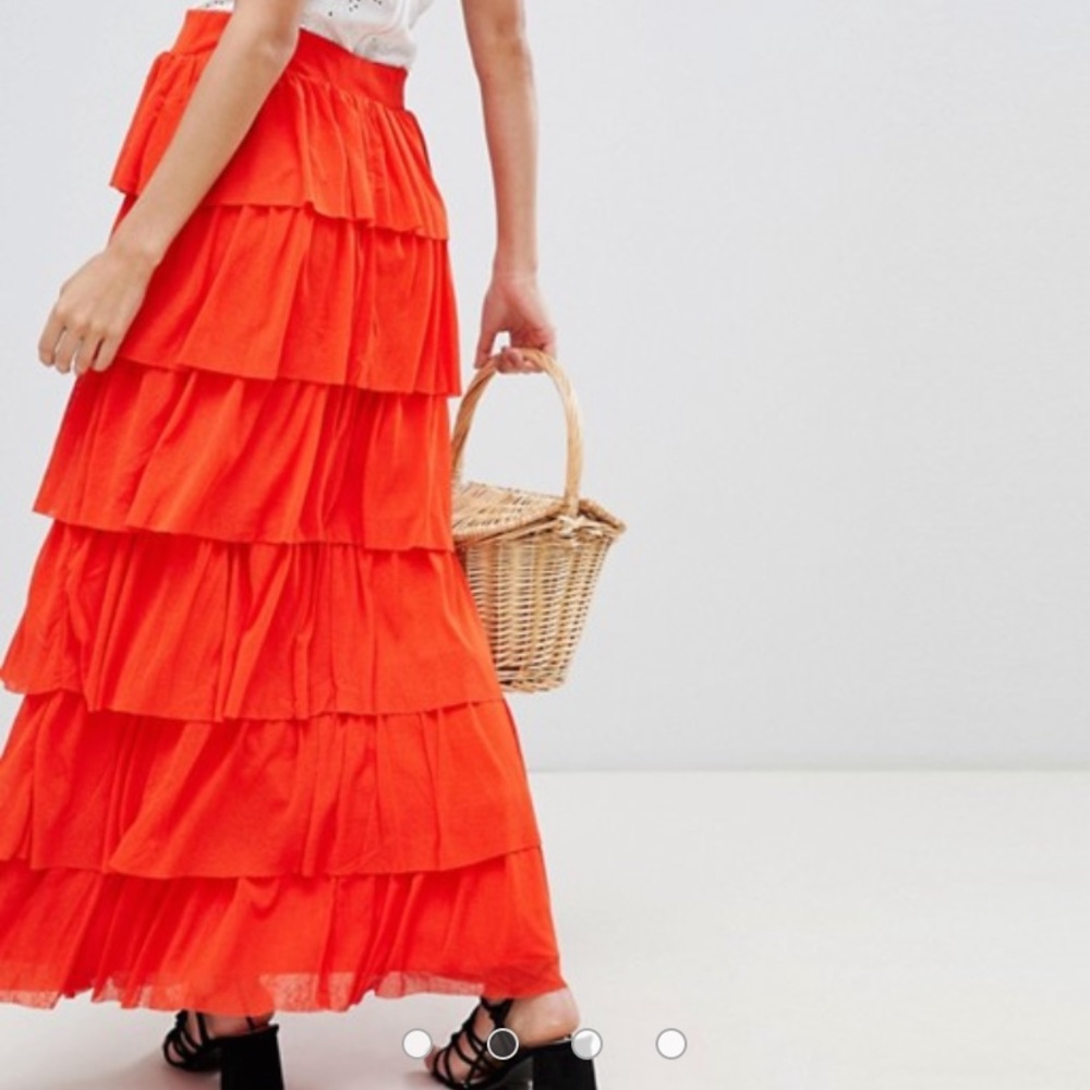 Asos tiered maxi skirt ruffle